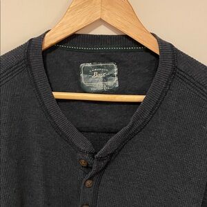 Bass Men's V-Neck Henley Sweater in Charcoal